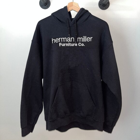 Black Herman Miller Designer Furniture Eames Office Drawstring Hoodie
